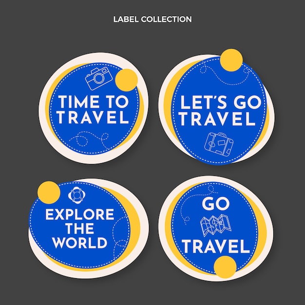 Free vector flat design travel template of label and bagdes