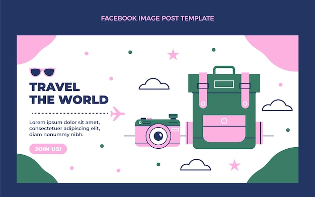 フラットデザインは世界を旅するfacebookの投稿