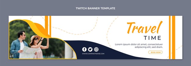 Flat design travel time twitch banner