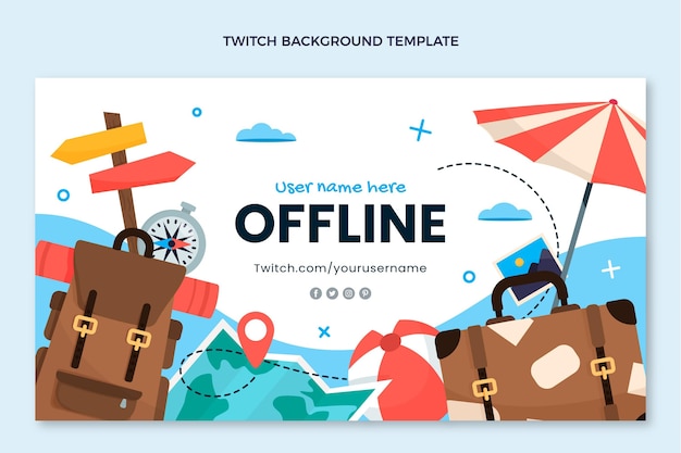 Flat design travel twitch background