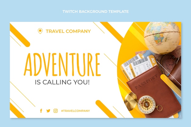 Free vector flat design travel twitch background