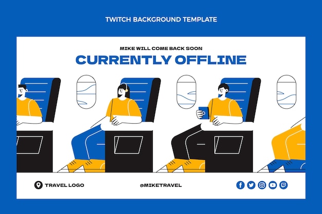 Free vector flat design travel twitch background