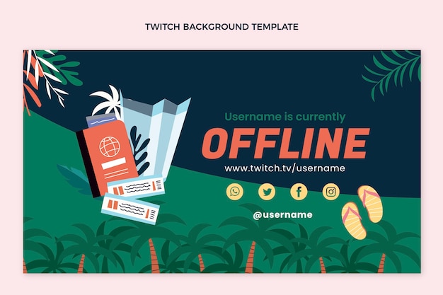 Free vector flat design travel twitch background