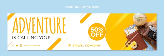 Flat design travel twitch banner