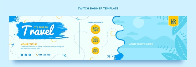 Free vector flat design travel twitch banner