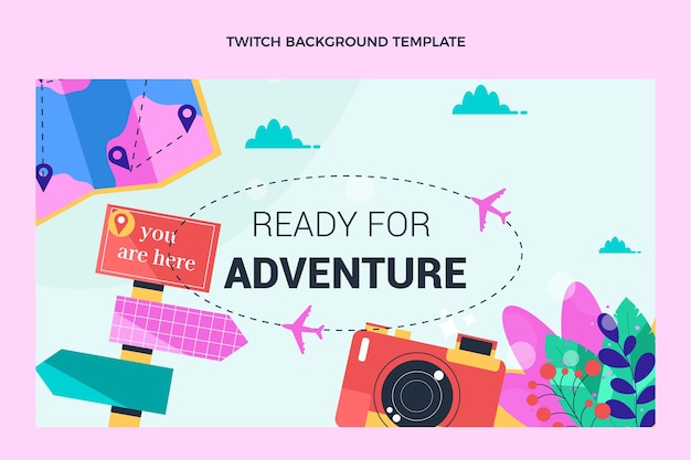 Free vector flat design travel twitch banner