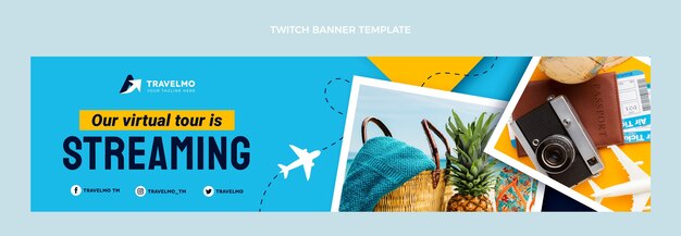 Flat design travel twitch banner