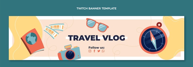 Flat design travel twitch banner