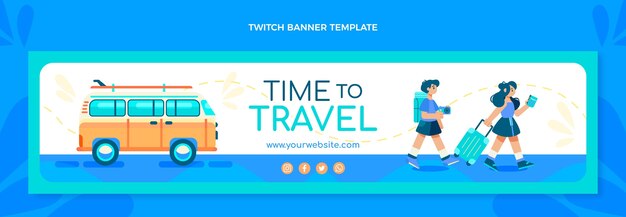 flat design travel twitch banner