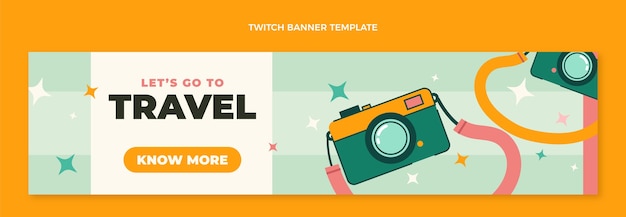 Free vector flat design travel twitch banner