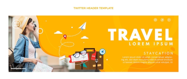 Flat design travel twitter header template