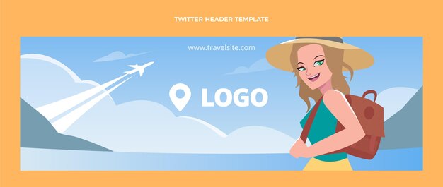 Flat design travel twitter header template