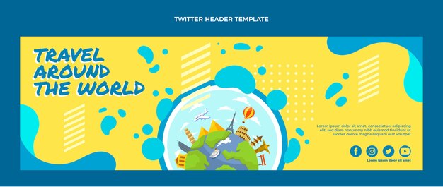 フラットデザイン旅行ツイッターヘッダーテンプレート