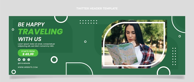 Flat design travel twitter header