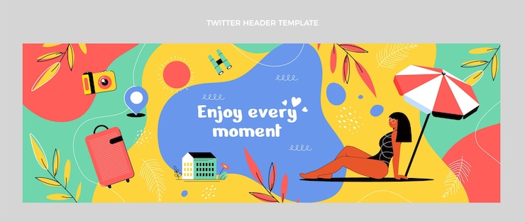 무료 Vector 평면 디자인 여행 트위터 헤더