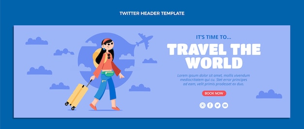 Flat design travel twitter header