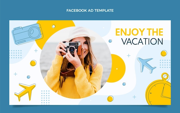 Free vector flat design travel vacation facebook template