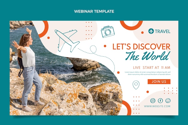 Free vector flat design travel webinar template