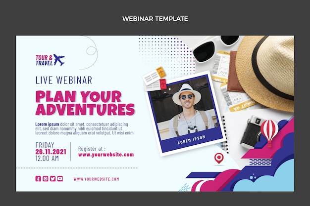 Free vector flat design of travel webinar