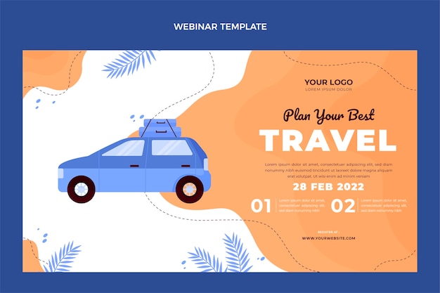 Free vector flat design travel webinar