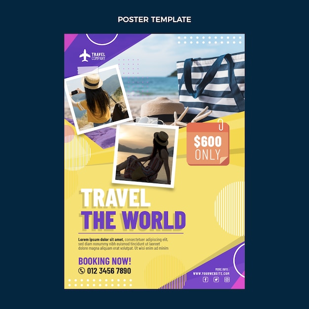Free vector flat design travel the world poster