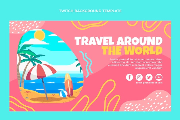 Flat design travel the world twitch background