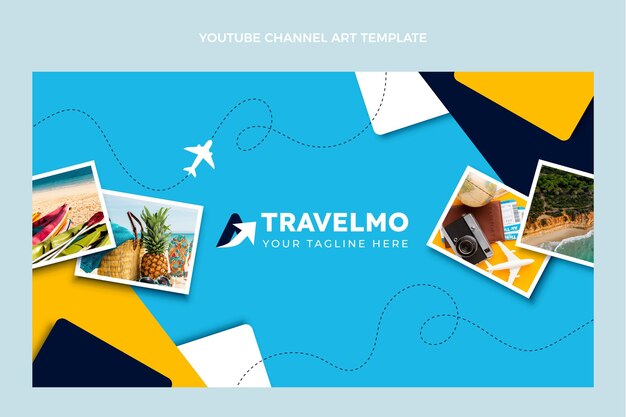 Flat design travel youtube channel art