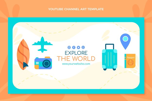flat design travel youtube channel art