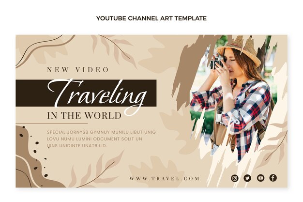 flat design travel youtube channel art