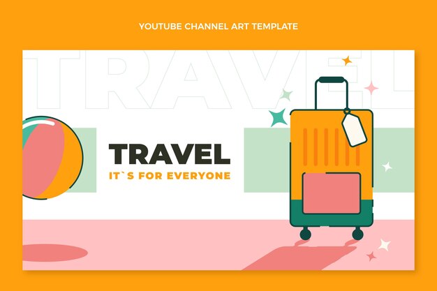 Flat design travel youtube channel art