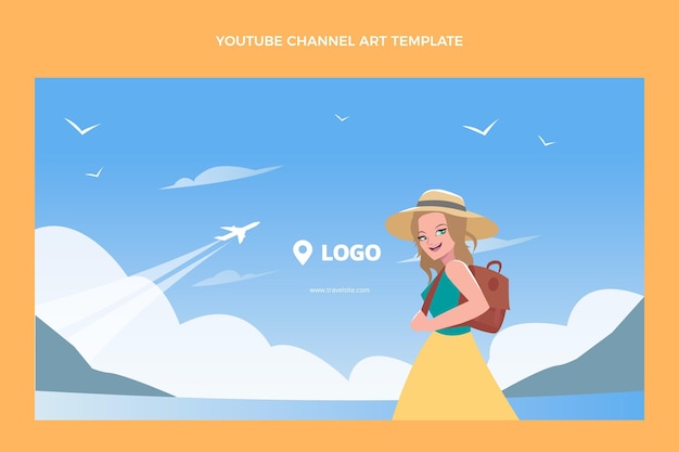 Flat design travel youtube channel template