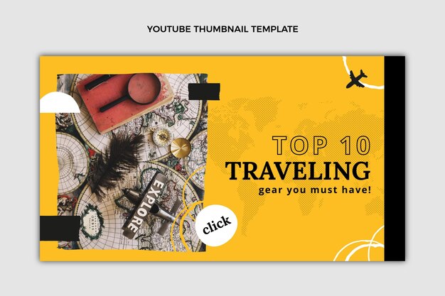 Flat design travel youtube thumbnail