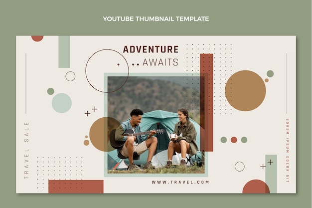 Free vector flat design travel youtube thumbnail