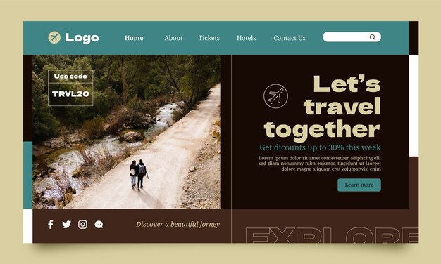 Flat design traveling adventure landing page