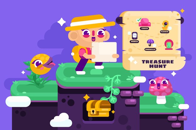 Flat design treasure hunt