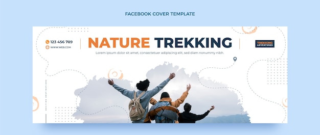 Vettore gratuito copertina facebook di avventura di trekking design piatto