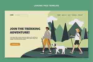 Vettore gratuito pagina di destinazione dell'avventura di trekking dal design piatto