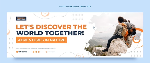 Free vector flat design trekking adventure twitter header