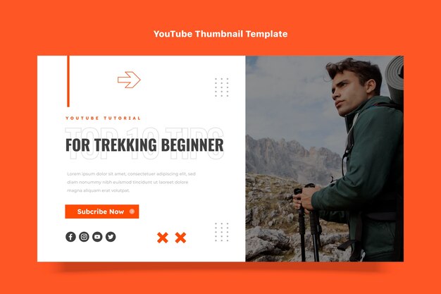 Flat design trekking beginner youtube thumbnail