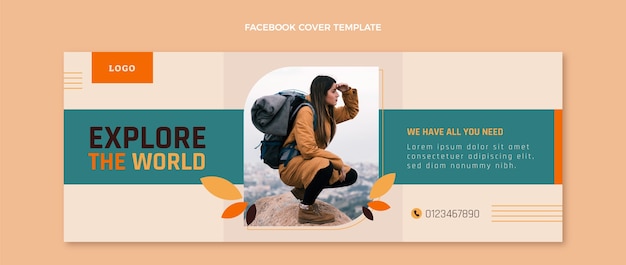 Flat design trekking facebook cover