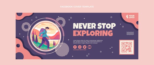 Flat design trekking facebook cover