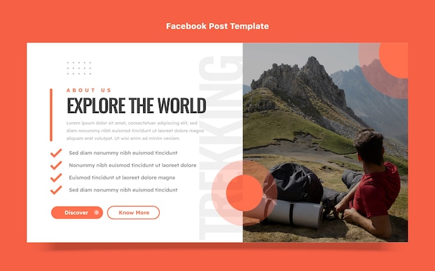 Vettore gratuito post facebook di trekking design piatto