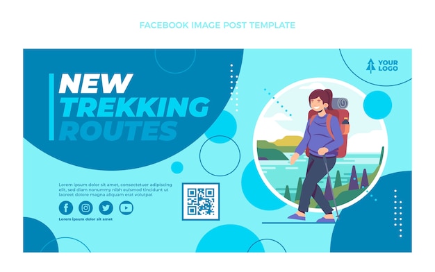 Flat design trekking facebook post