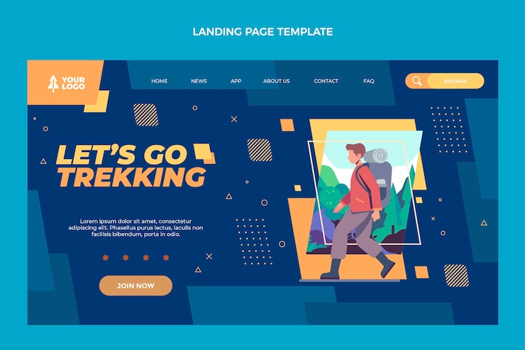 Free Vector flat design trekking landing page