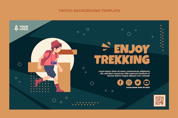 Free vector flat design trekking twitch background