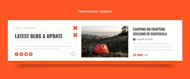 Modello di banner contrazione trekking design piatto