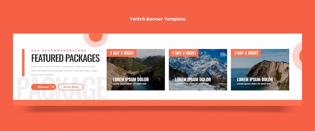 Free vector flat design trekking twitch banner