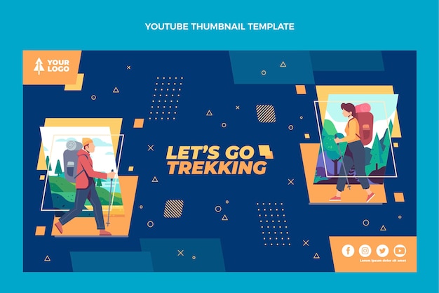 Free vector flat design trekking youtube channel art