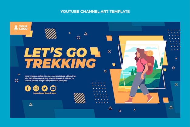 Vettore gratuito miniatura di youtube per trekking dal design piatto