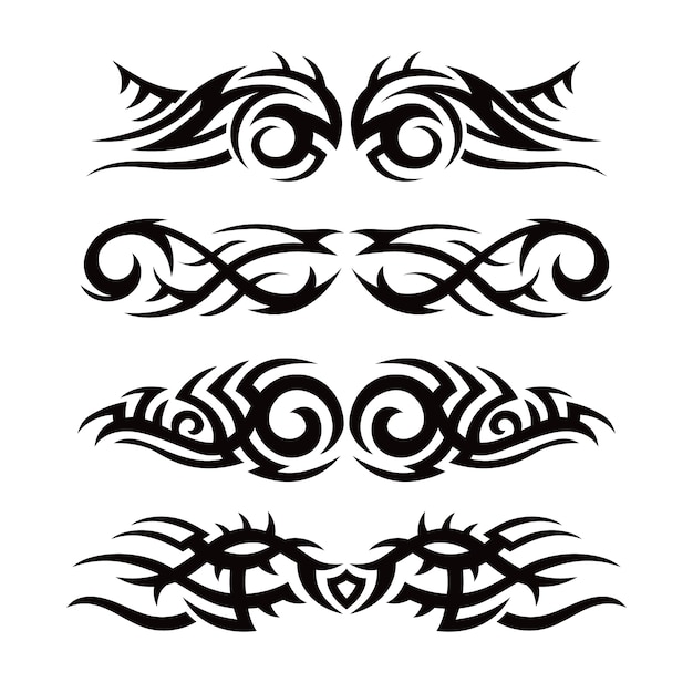 Vettore gratuito elemento di confine del tatuaggio tribale a disegno piatto